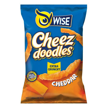 Wise Snacks Cheez Doodles Baked Puffs, Real Cheddar Cheese Extra Crunchy, Individual Snack Size Bags, School and Halloween Snack