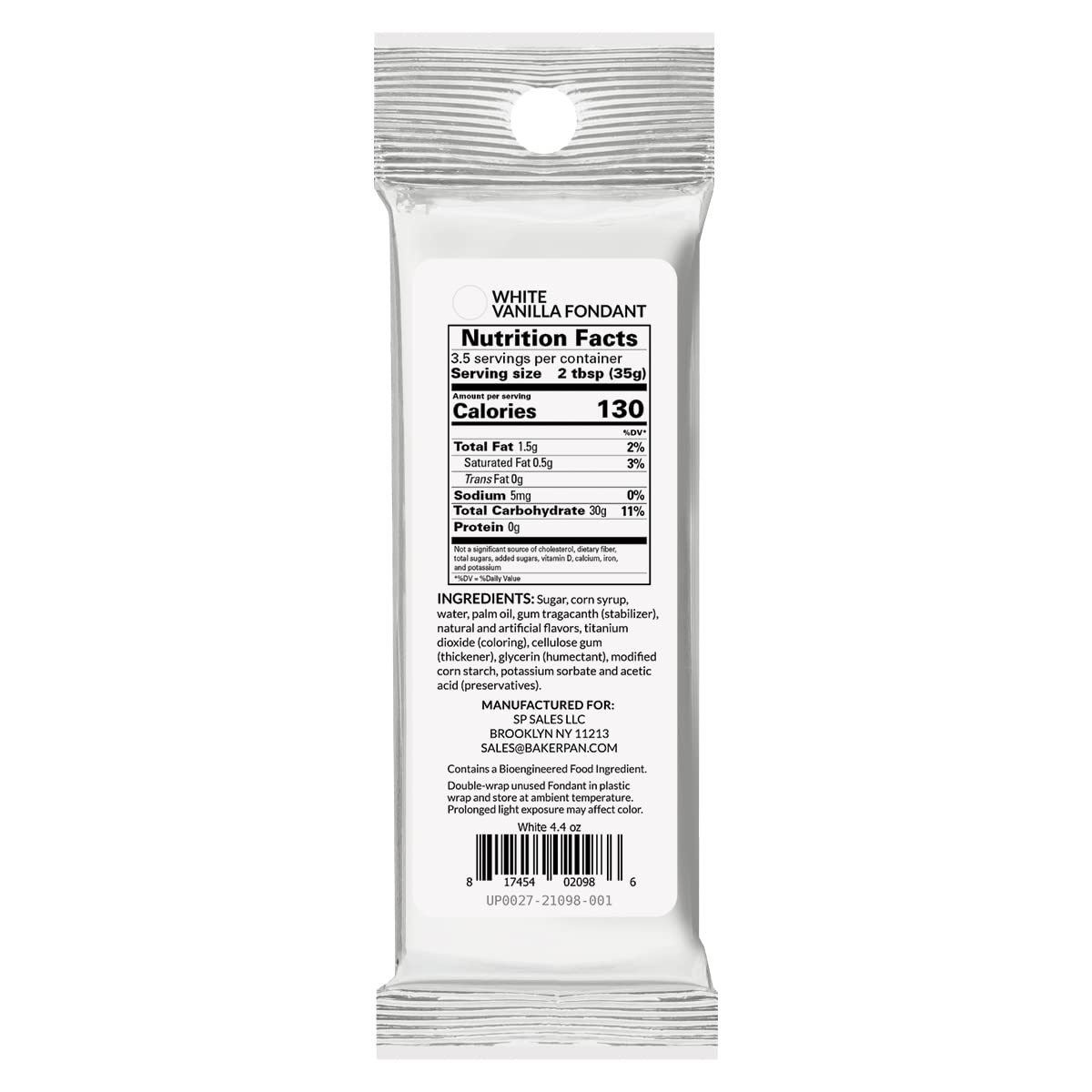 Bakerpan Premium Rolled White Fondant for Cake Decorating, Vanilla Flavor, 4.4 Ounces