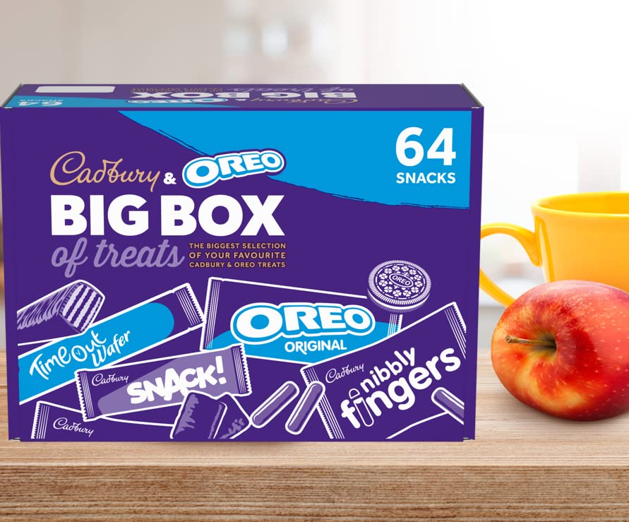 Cadbury & Oreo Biscuit 64 Selection Bulk Box Of Treats 1.8Kg, Hamper, Milk Chocolate Fingers, Time Out, Snack I Sharing Big Biscuit Gift, Family Size, Party, Office Supplies, Lunch Box