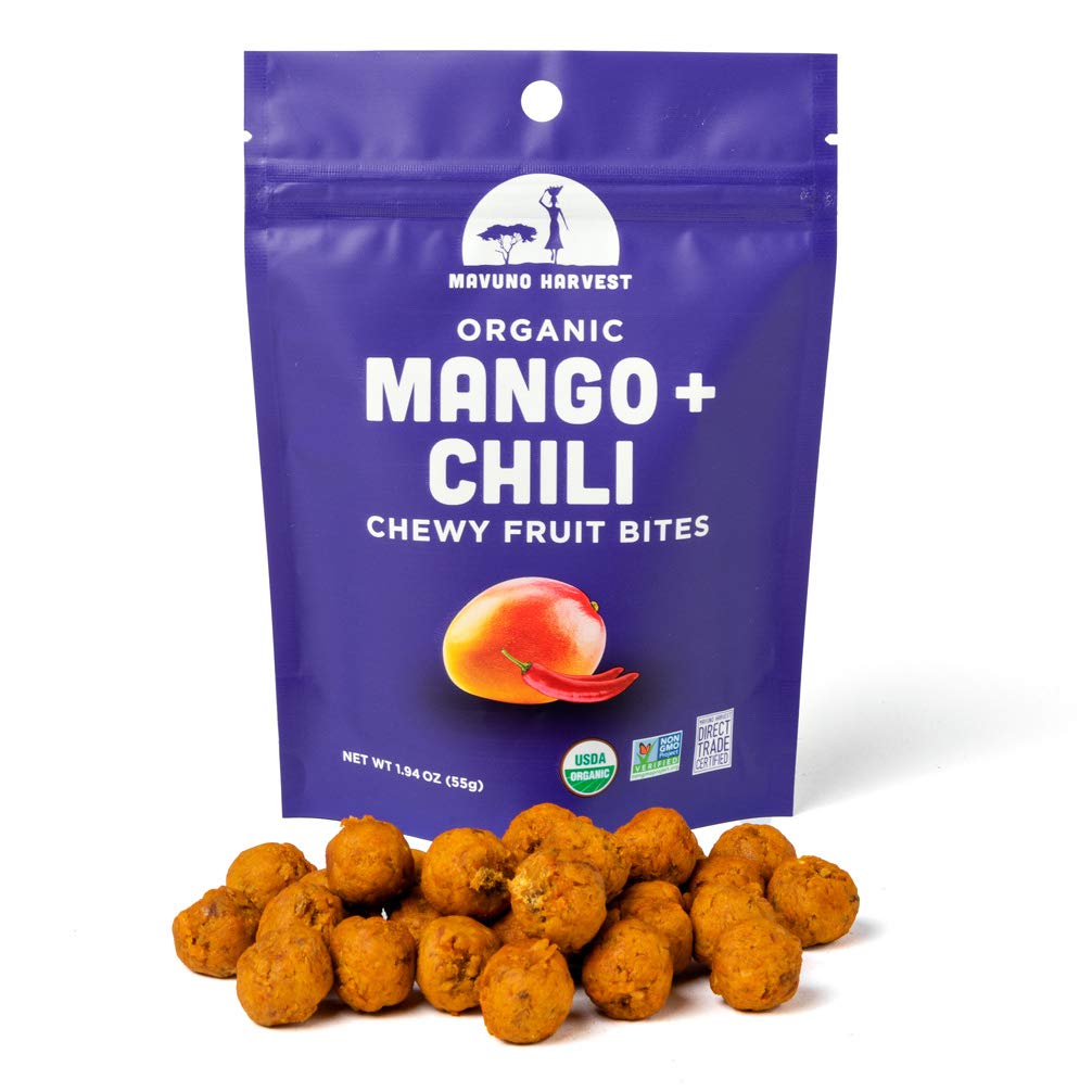 Mavuno Harvest Organic Fruit Snacks - Chewy Fruit Bites - Mango & Chili - 1.94 oz - Pack of 8 - Non-GMO, No Preservatives