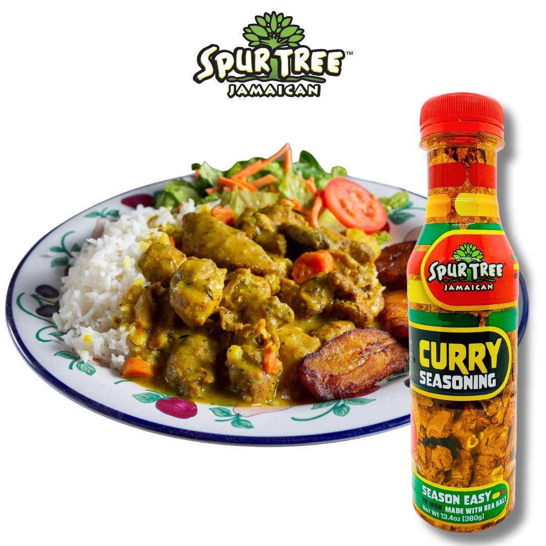 Spur Tree Jamaican Curry Seasoning 13.4 Oz - Experience Authentic Jamaican Taste - All-Natural And Fresh Ingredients - Curry Sea