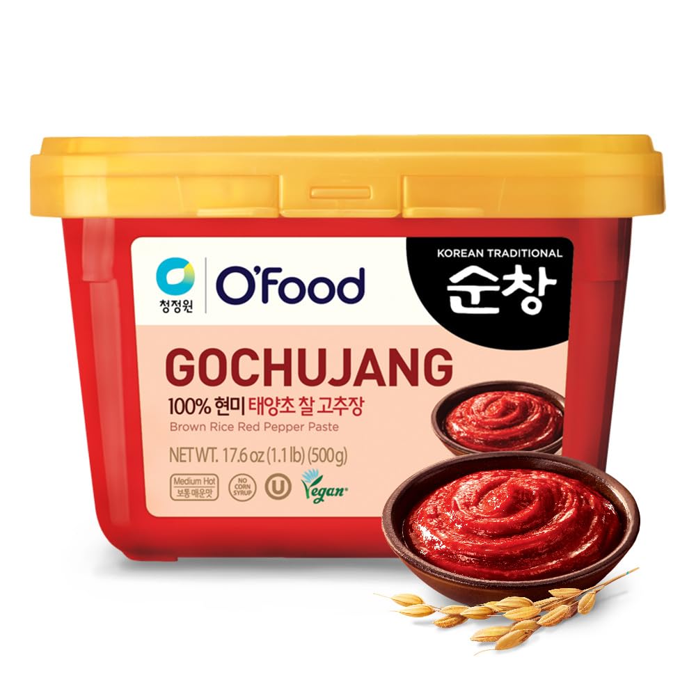 Chung Jung One OFood Medium Gochujang 1.1Lb  Korean Red Chili Pepper Paste  Spicy  Sweet And Savory Sauce  Traditional Fermented Condiment  100% Brown Rice  No Corn Syrup