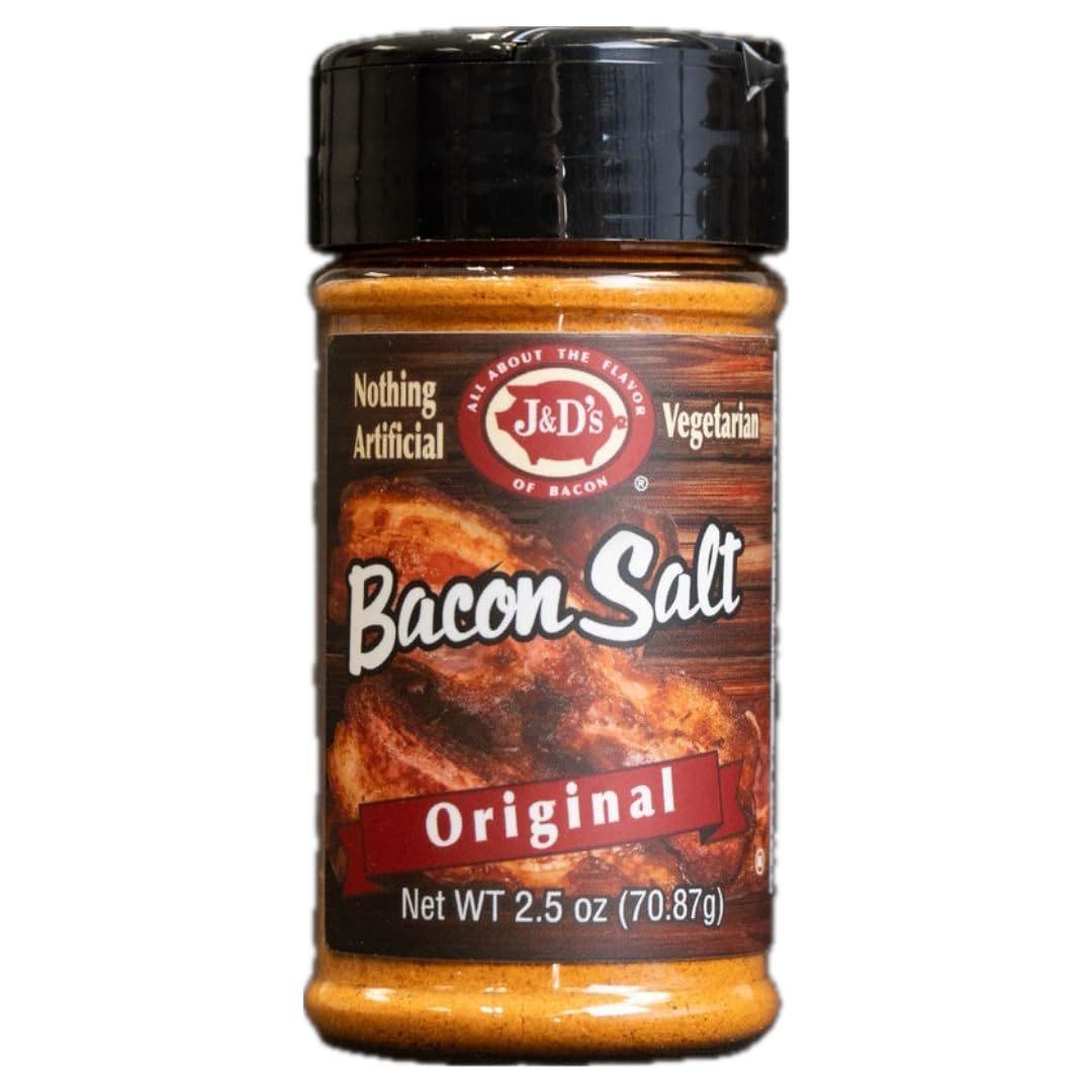 J&Ds Bacon Salt, Original, 2.6 Ounce, Bacon-Flavored Seasoning Salt, Vegan, Vegetarian, Kosher