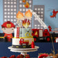 Capiant Fire Truck Cake Topper Set - 10 Pack, Paper Cards & Wooden Sticks, Fire Theme Birthday Party Supplies, Style 2