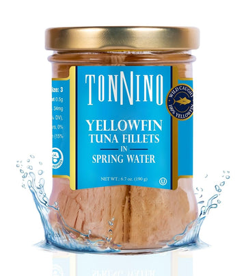 Tonnino Yellowfin Tuna In Water 6.7 Oz - Gourmet 6-Pack: Omega-3, High Protein, Gluten-Free, Ready-To-Eat Tuna Packets For Tuna Salad, Tuna Fish Alternative To Salmon, Kosher, Perfect For Tuna Salad