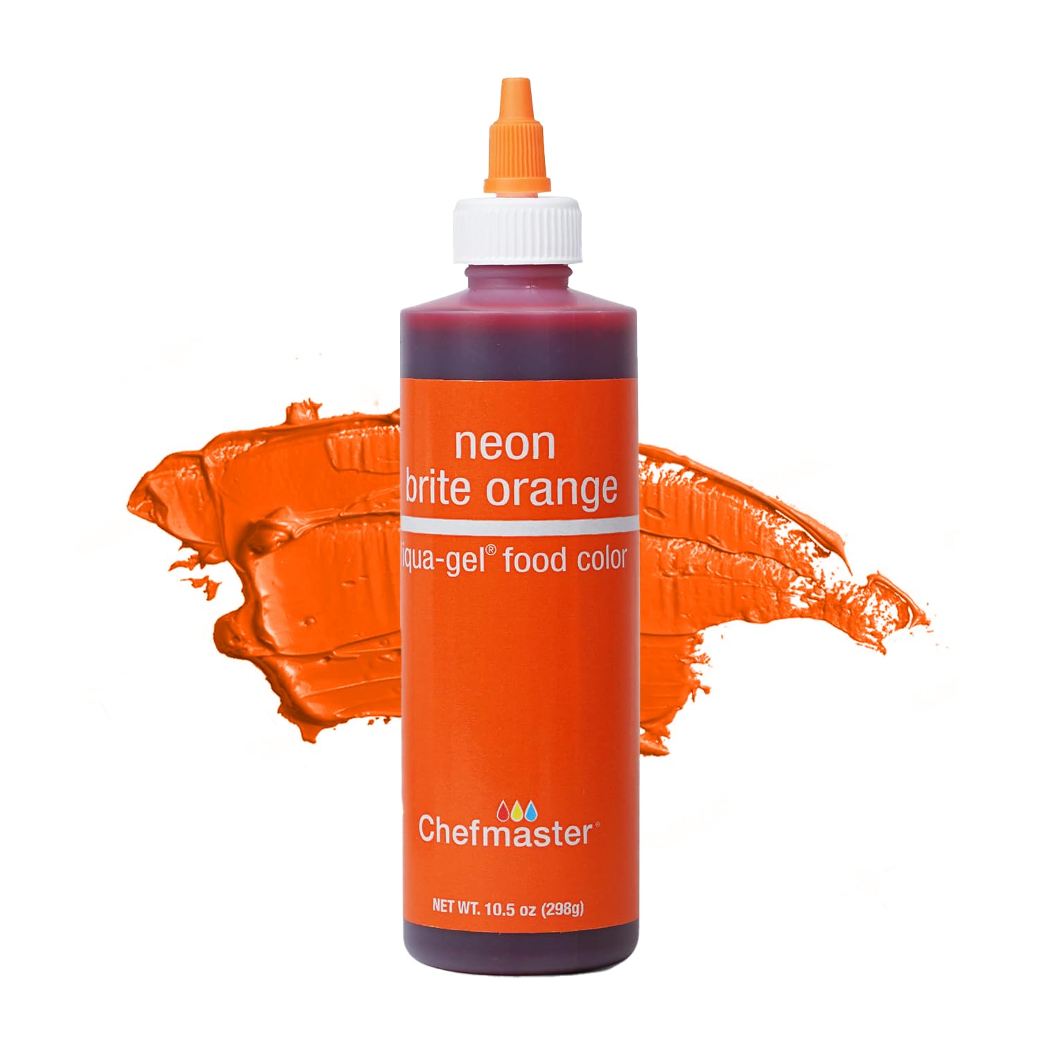 Chefmaster Neon Orange Liqua-Gel Food Coloring | Professional-Grade Dye | 10.5 oz | Fade-Resistant | Ideal for Icing & Frosting