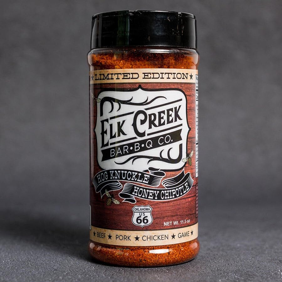 Elk Creek Bar-B-Q Co. Hog Knuckle Honey Chipotle BBQ Rub, 11.5 oz Shaker, Ideal for Ribs & Pork, Chicken Seasoning