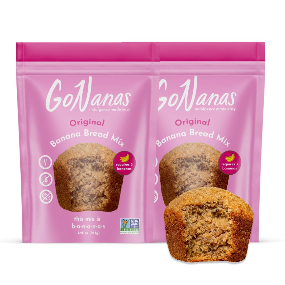 GoNanas Original Oat Flour Banana Bread Mix, Suitable for Plant Based Vegan Diets, Gluten Free Dairy Free Snacks, Healthy Snacks