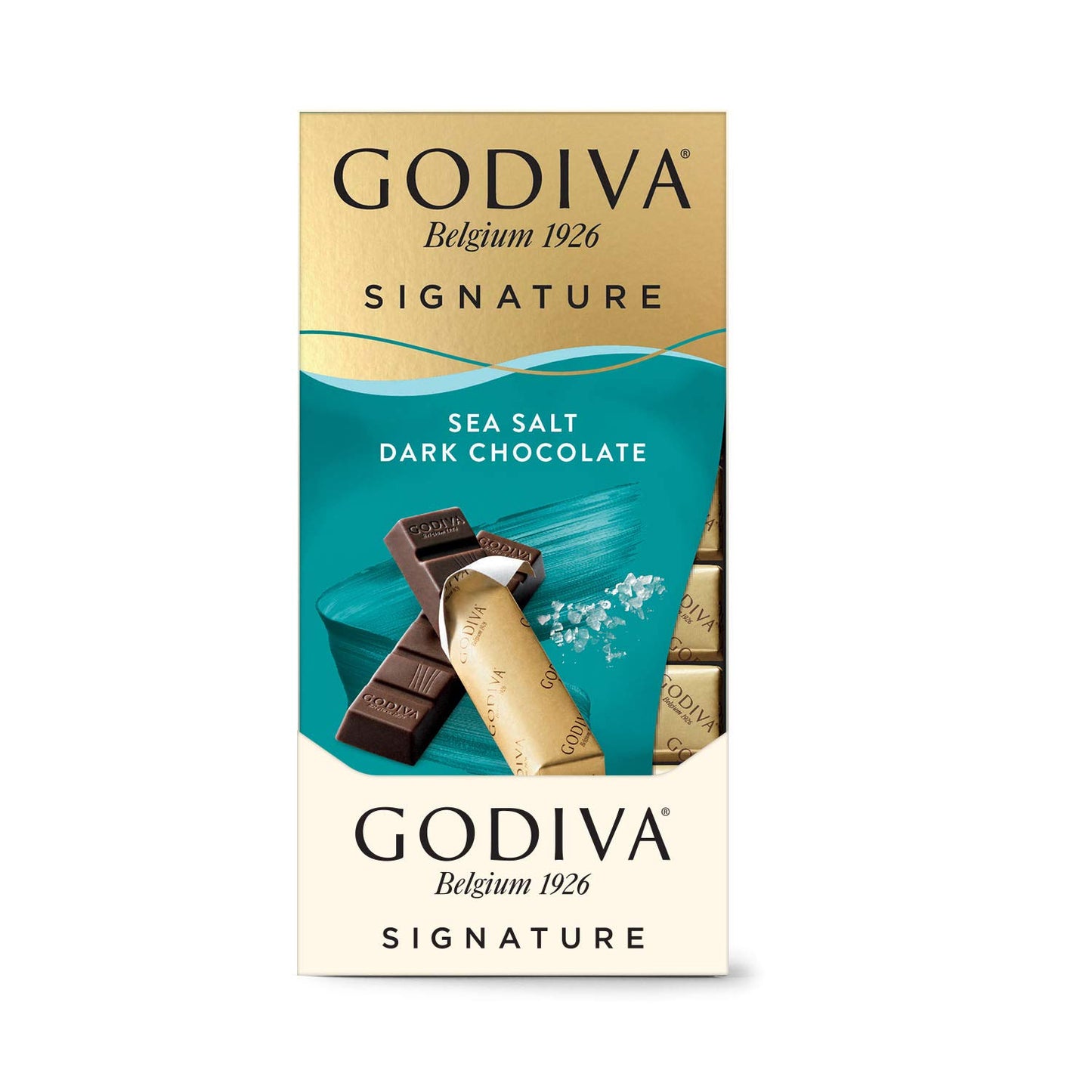 Godiva Chocolatier Signature Mini Bars, Sea Salt Dark Chocolate, 12-Ct, 3.1 Ounce