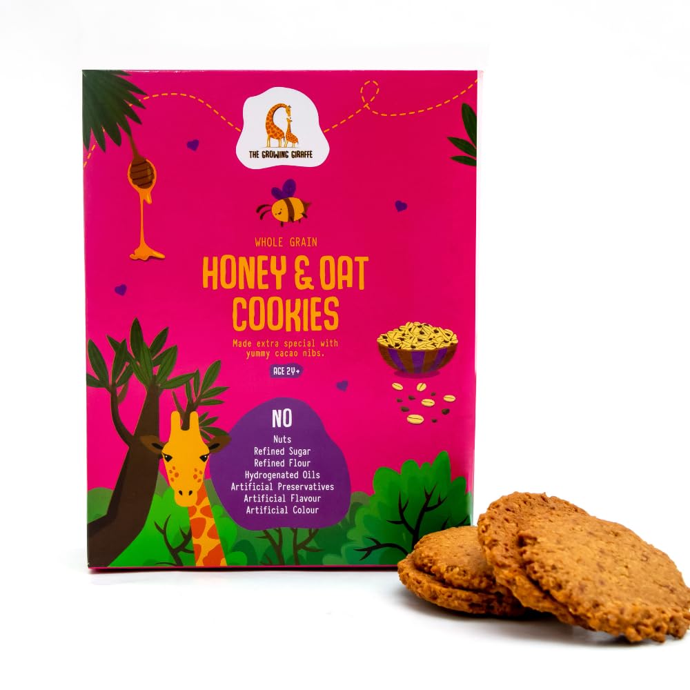 The Growing Giraffe Whole Grain Honey & Oat Cookies With Chocolate Chips | Tasty, Healthy & Nutritious, Free From Artificial Fla