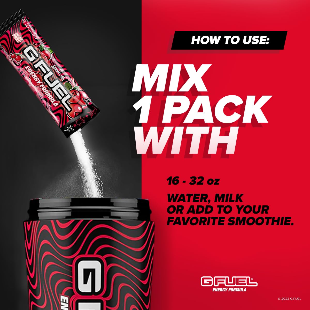 G Fuel PewDiePie Energy Powder Packets, Sugar Free, Lingonberry Flavor, Focus Amino Blend - 6 Stick Pack, 0.25 oz
