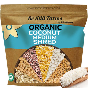 Be Still Farms Organic Shredded Coconut Unsweetened (2.8 lb) - Medium Grated Desiccated Coconut Flakes - | Not Toasted | Non-GMO