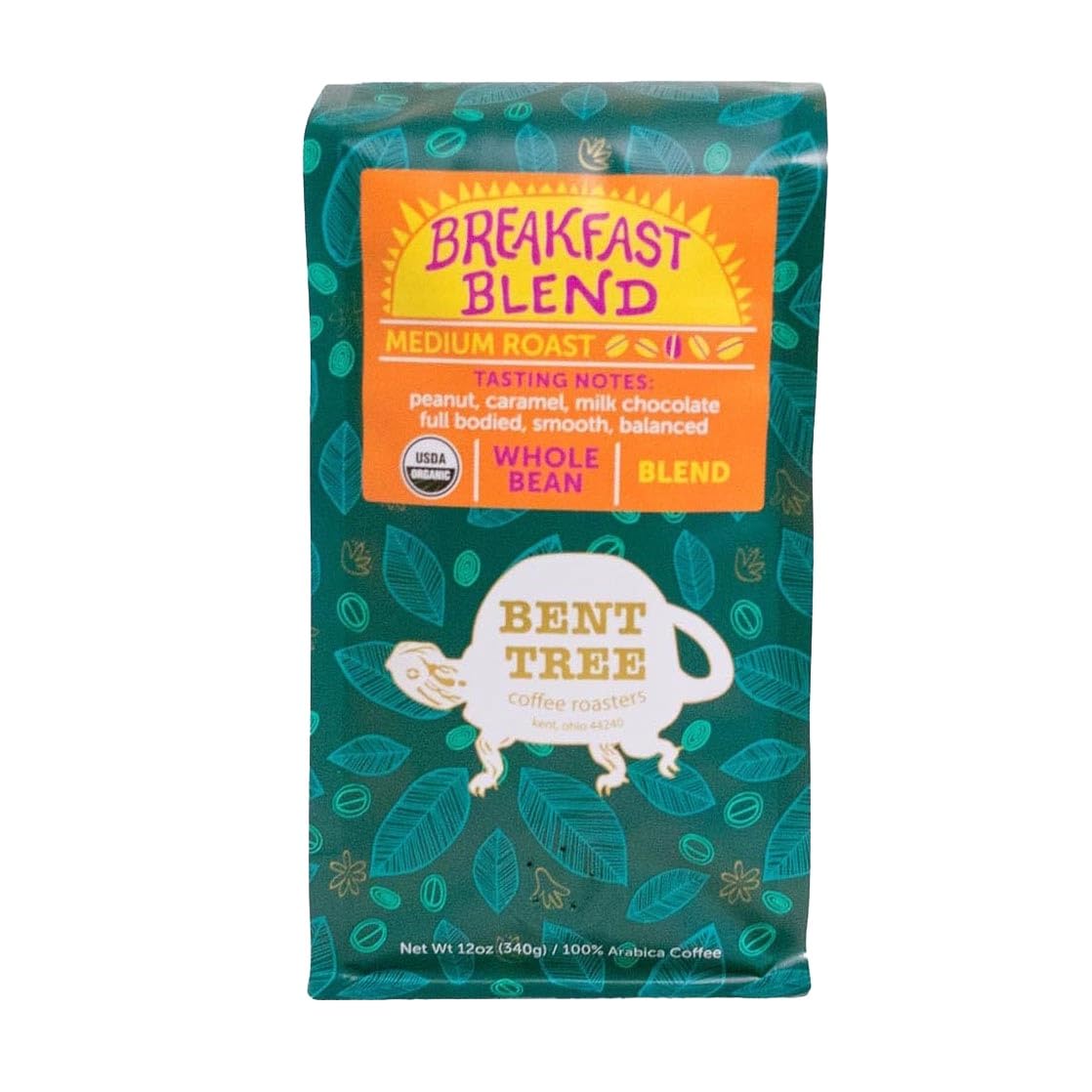 Bent Tree Coffee Roasters Organic Coffee, 12oz (Breakfast Blend), Whole Bean Coffee, Medium Roast, USDA Organic, Full Body, Smoo