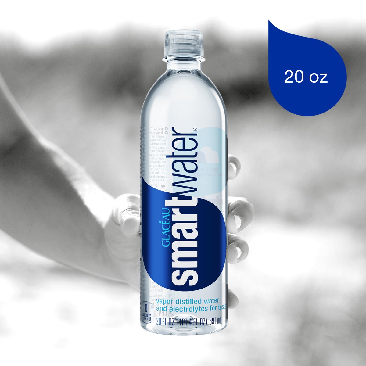 smartwater Vapor Distilled Water Bottles, 20 Fl Oz, 24 Pack