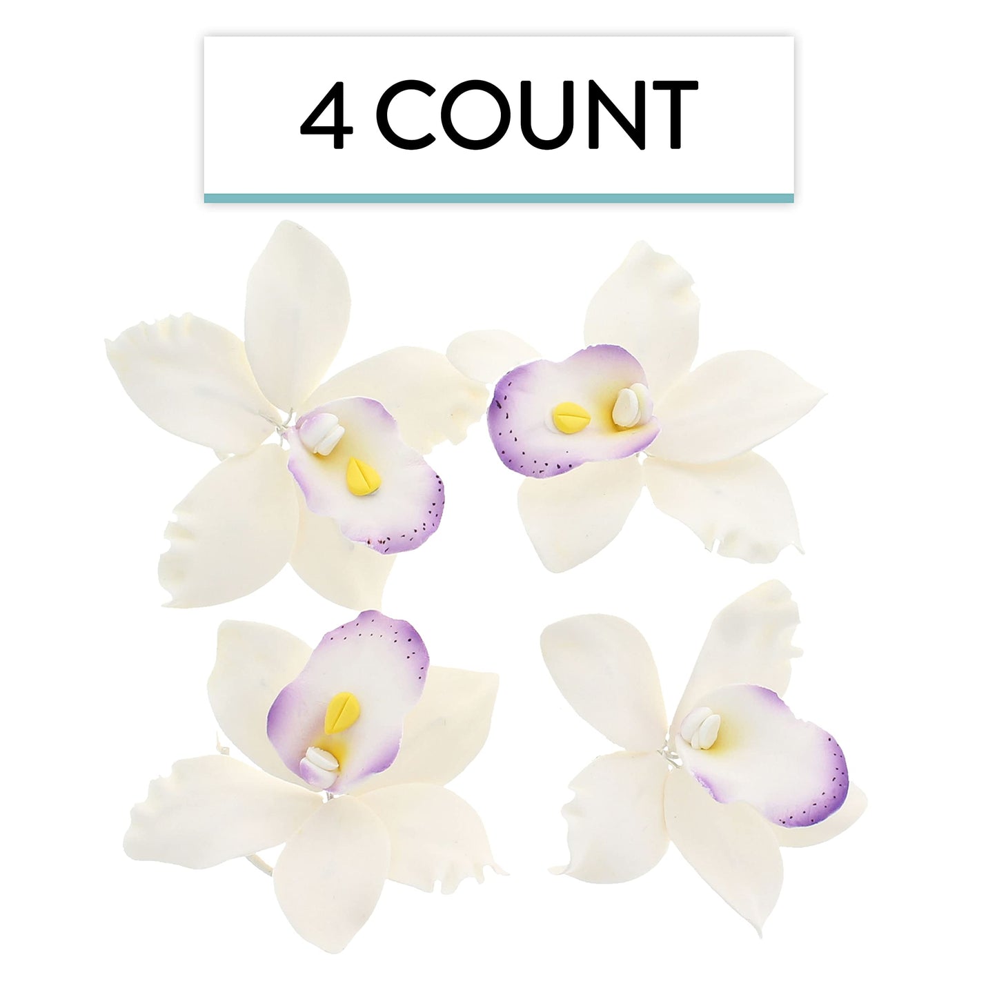 Global Sugar Art Pearly Orchid Sugar Cake Flowers, Large White With Purple, 4 Count By Chef Alan Tetreault