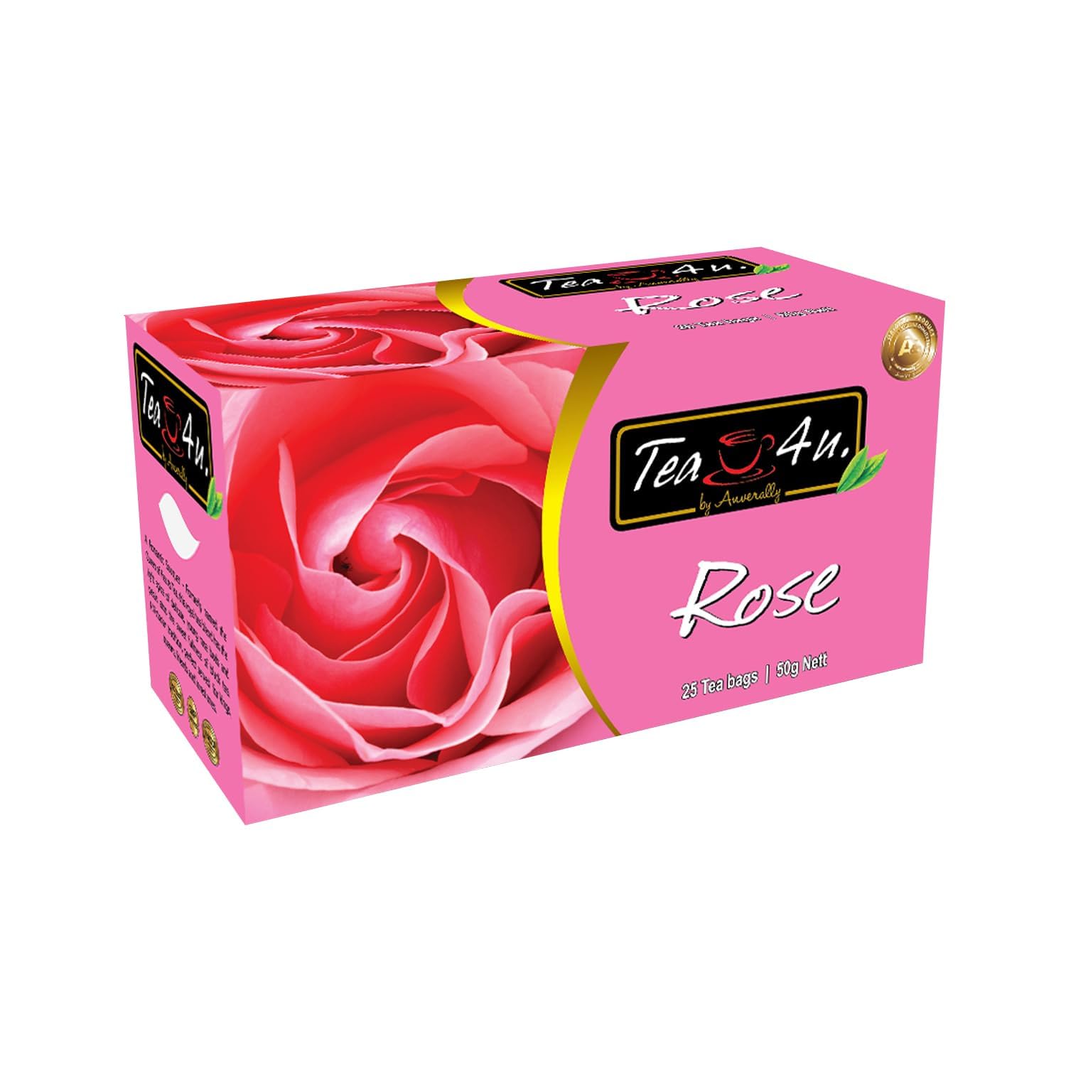 TEA 4U Flavored Black Tea Bags - Original Ceylon Tea (Rose) - 25 Count Pack