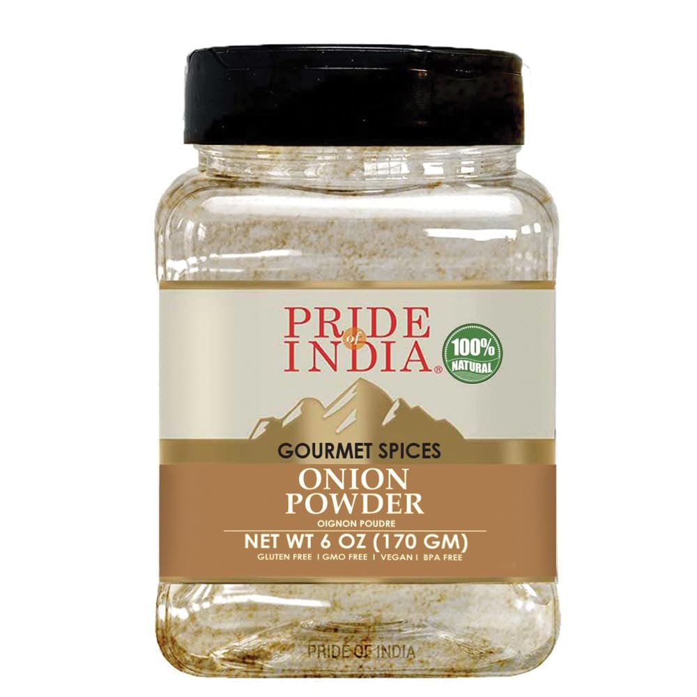 Pride Of India Onion Powder - 7 oz Dual Sifter Jar - Gourmet Spice for Cooking - Organic Flavor Enhancer