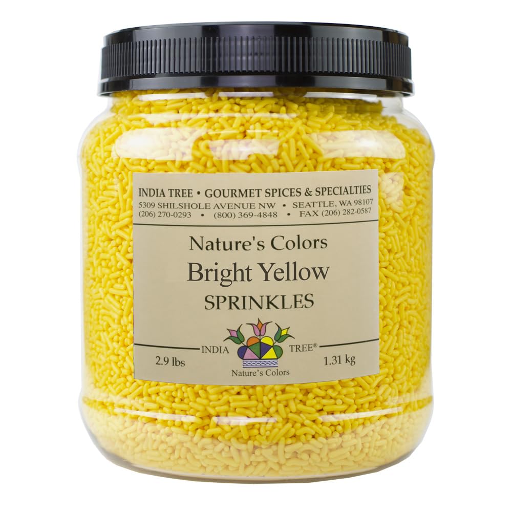 India Tree Nature's Colors Bright Yellow Sprinkles - 2.9 lb Bulk | Natural, Vegan, Non-GMO, Top 9 Allergen-Free