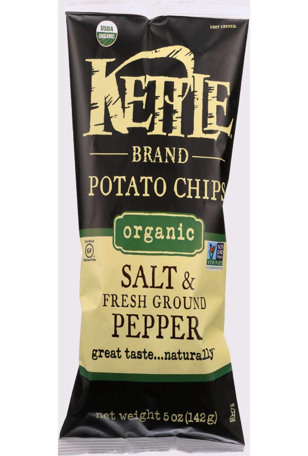 Kettle Brand Organic Potato Chips, Salt & Pepper 5 oz. (Pack of 15)