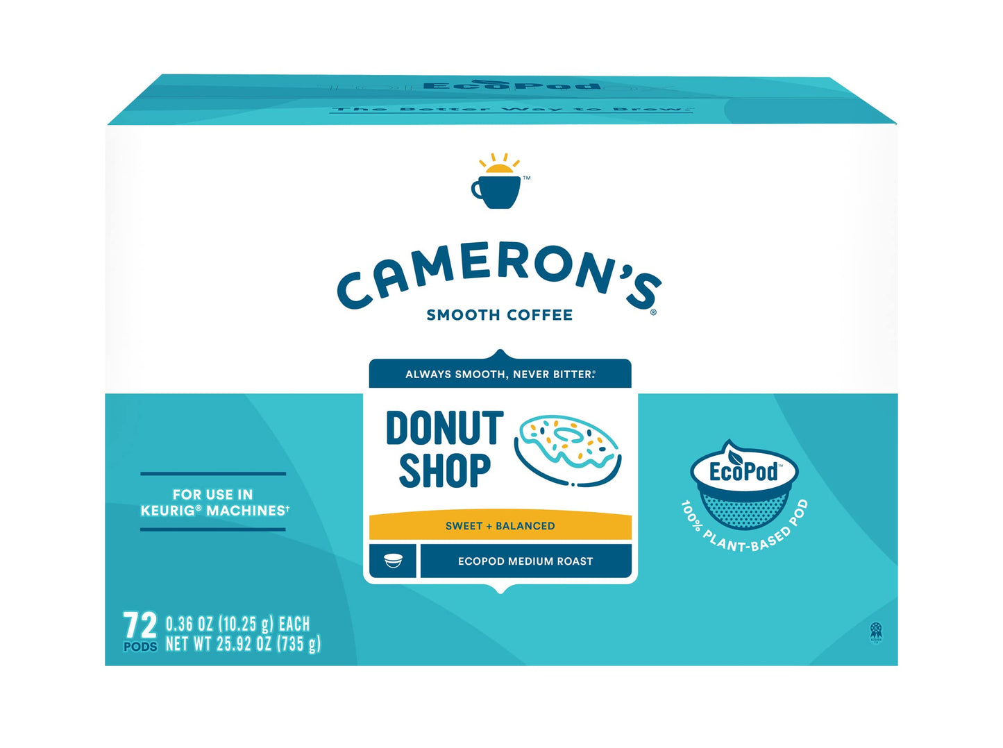 Cameron s Coffee Single Serve Pods, Donut Shop, 72 Count (Pack of 1)