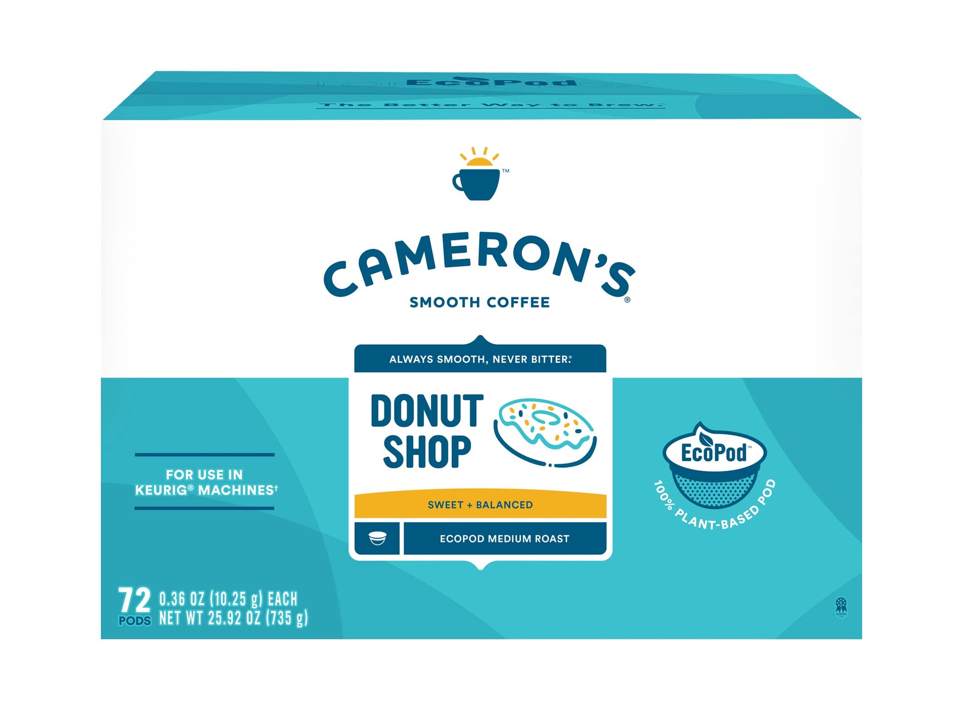 Cameron s Coffee Single Serve Pods, Donut Shop, 72 Count (Pack of 1)