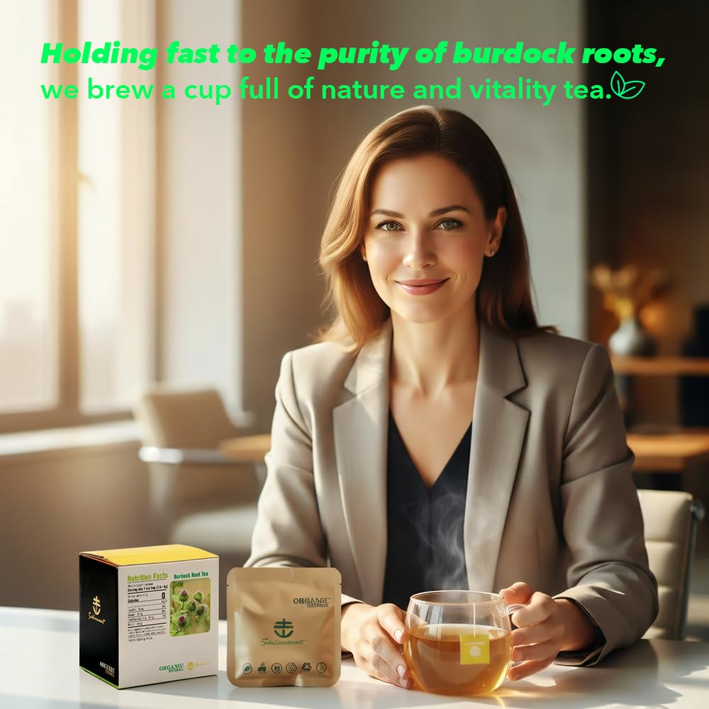 Soilmount Organic Burdock Root Tea - Caffeine-Free Herbal Tea - 18 Individually Wrapped Tea Bags