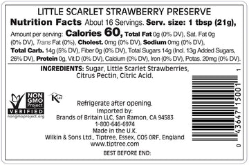 Tiptree Little Scarlet Strawberry Preserve, 12 Ounce Jar, Red, Model 550268