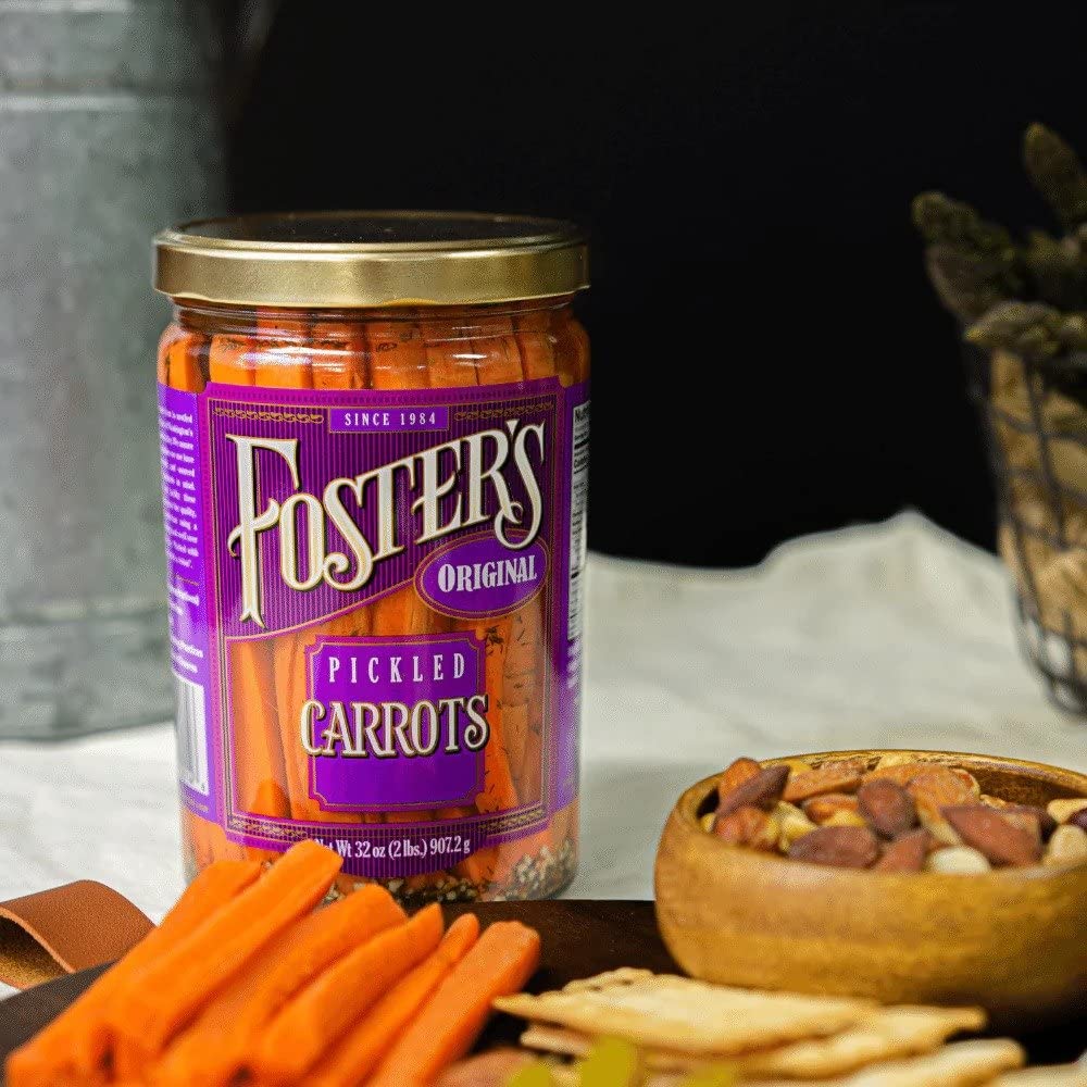 Foster'S Pickled Carrots- Original- 32Oz (2 Pack) - Pickled Carrots In A Jar - Traditional Pickled Vegetables Recipe For 30 Year