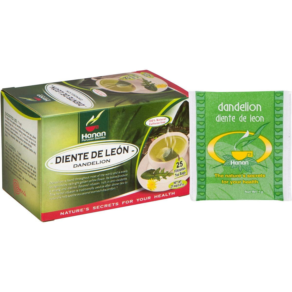 Hanan Dandelion Tea - All-Natural Dandelion Leaves and Root, 25 Count Tea Bags, Detox Tea for Digestive Comfort