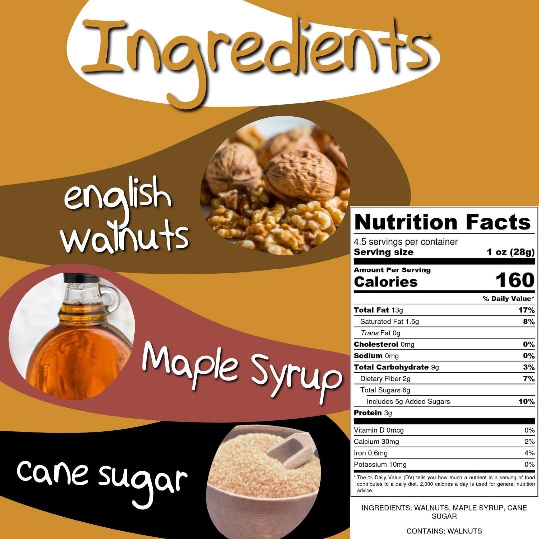 Crazy Go Nuts Walnuts - Maple, 4.5 Oz (3-Pack) - Healthy Snacks, Vegan, Low Carb, Gluten Free, Superfood - Natural, Non-Gmo, Ala