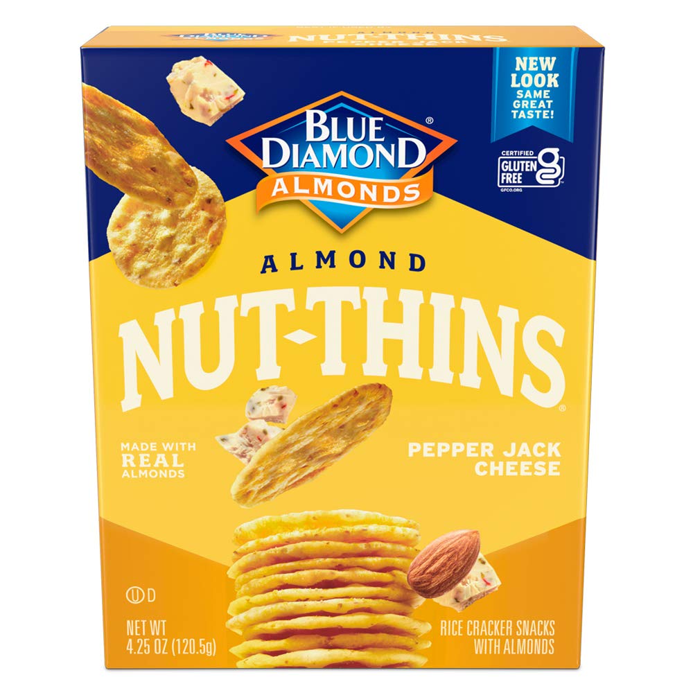 Blue Diamond Almonds Nut Thins Cracker Crisps, Pepper Jack Cheese, 4.25 oz (Pack of 6)