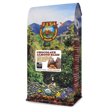 Java Planet - Chocolate And Almond Organic Coffee Beans Infused With Organic Flavoring, Fair Trade, Medium Dark Roast, Arabica G