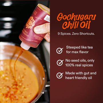 Algae Cooking Club Gochugaru Chili Oil - Mild Heat & Smoky Depth with Star Anise  Caraway & Sichuan Pepper - Infused with High-Oleic Algae Oils - Seed-Free Oil
