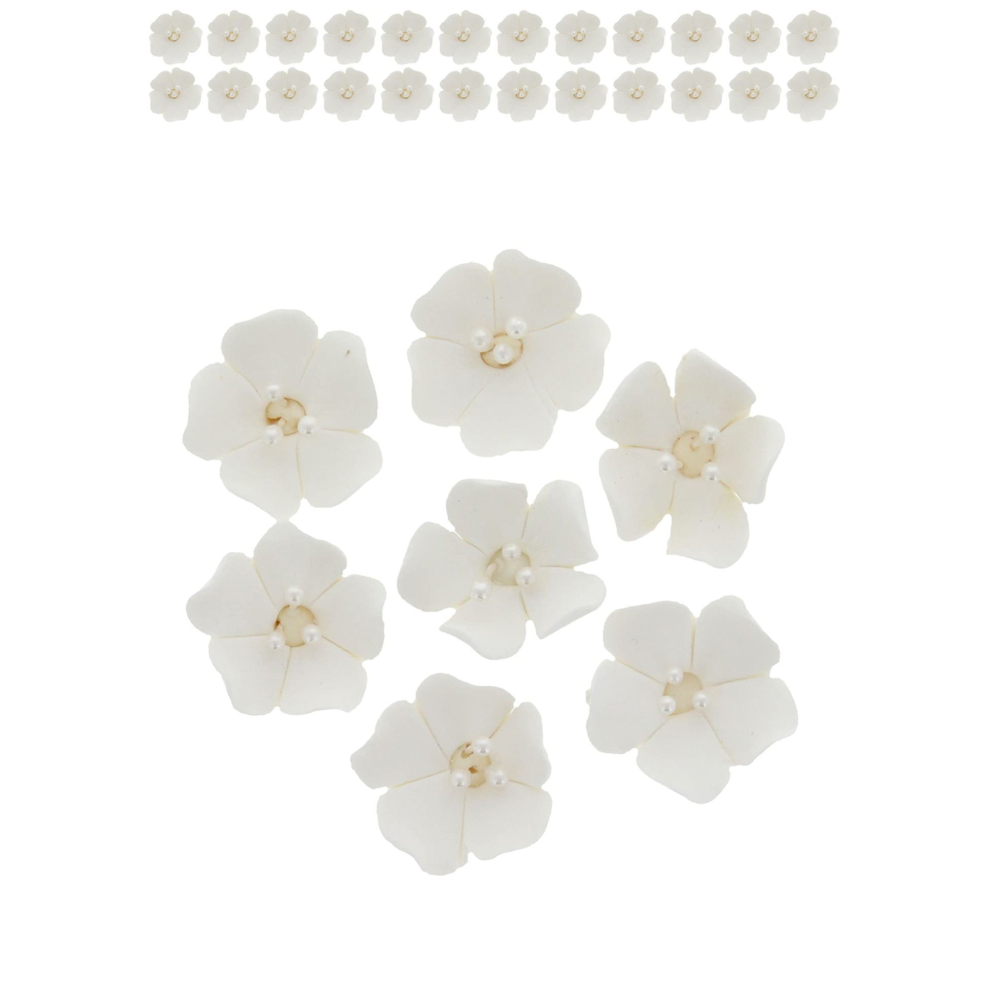 Global Sugar Art Blossom Sugar Wedding Cake Flowers With Pearl Stamens, White Unwired, 24 Count By Chef Alan Tetreault