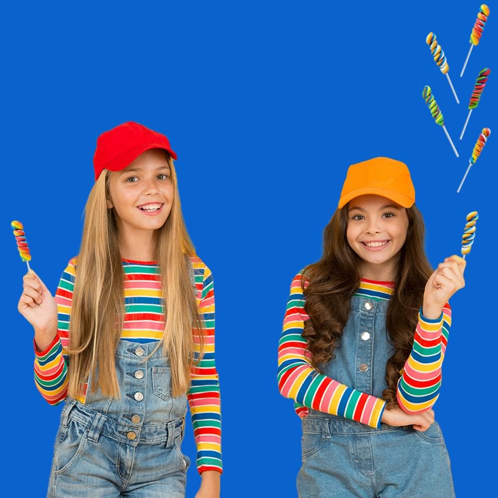 The Dreidel Company Rainbow Twist Lollipop, Mixed Fruit Flavor, 3 Sucker, 96-Pack