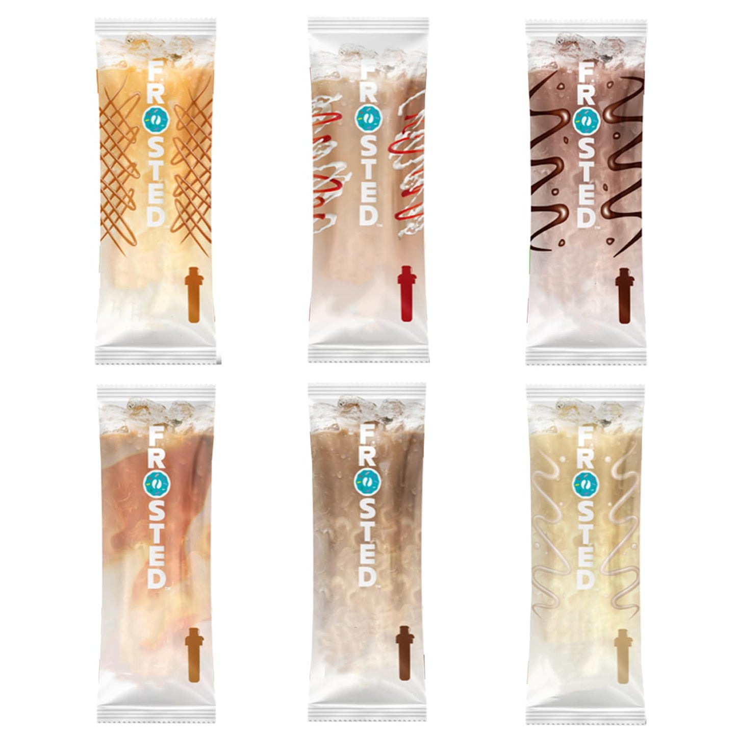 Generic Coffee Flavor Cartridges, 6 Pack Frosted Iced Coffee, Plastic, Model CIR-CAI-6CF