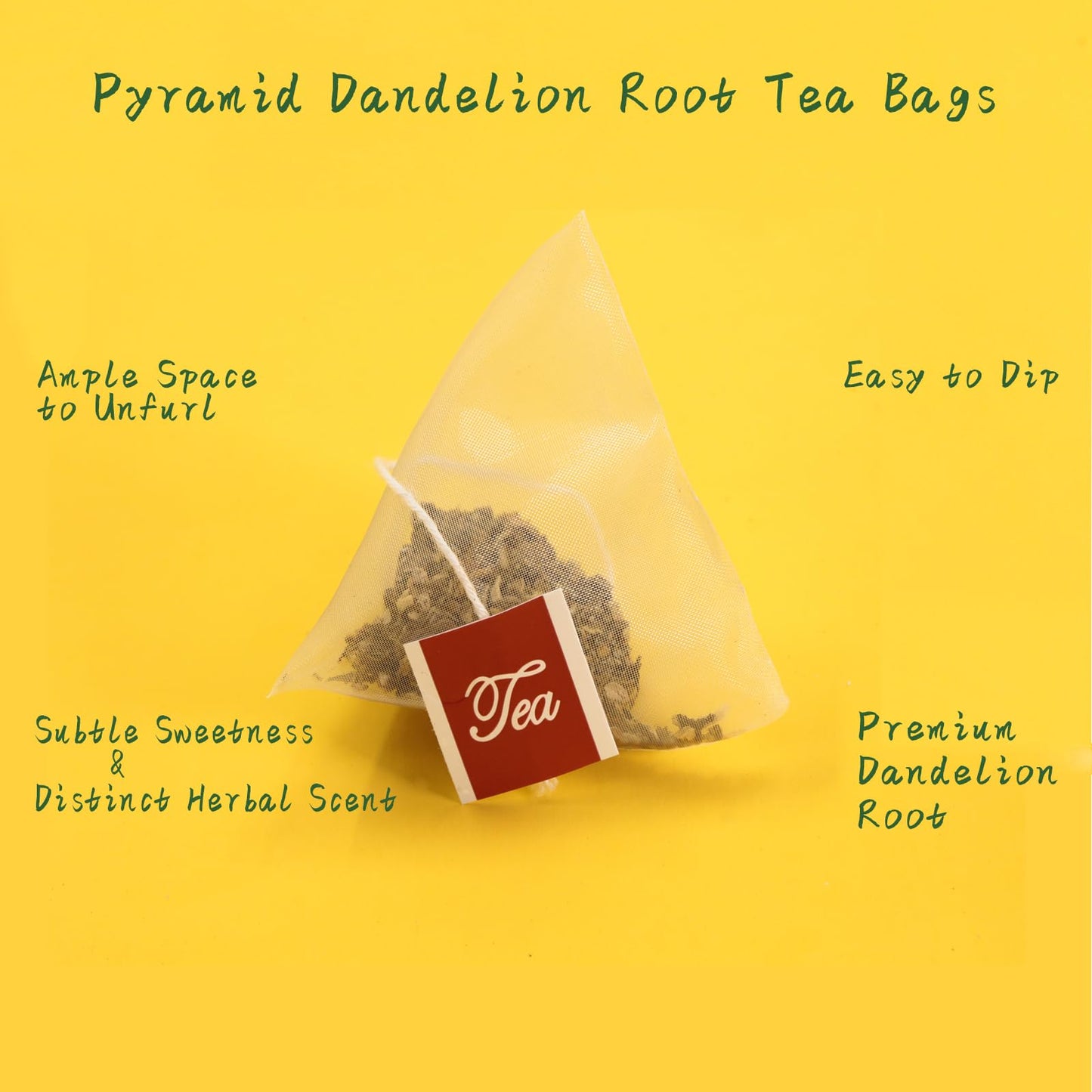 Jarteela Dandelion Root Tea - Caffeine-Free, Non-GMO - 50 Count Pyramid Bags