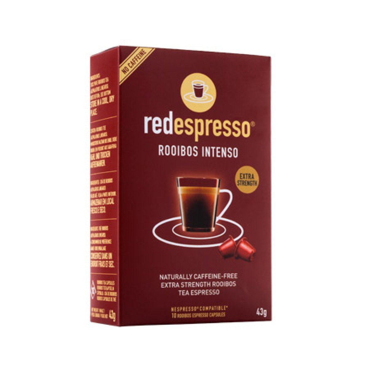 Red Espresso Intenso Rooibos Tea Capsules, Compatible with Nespresso Machines, 10 Count