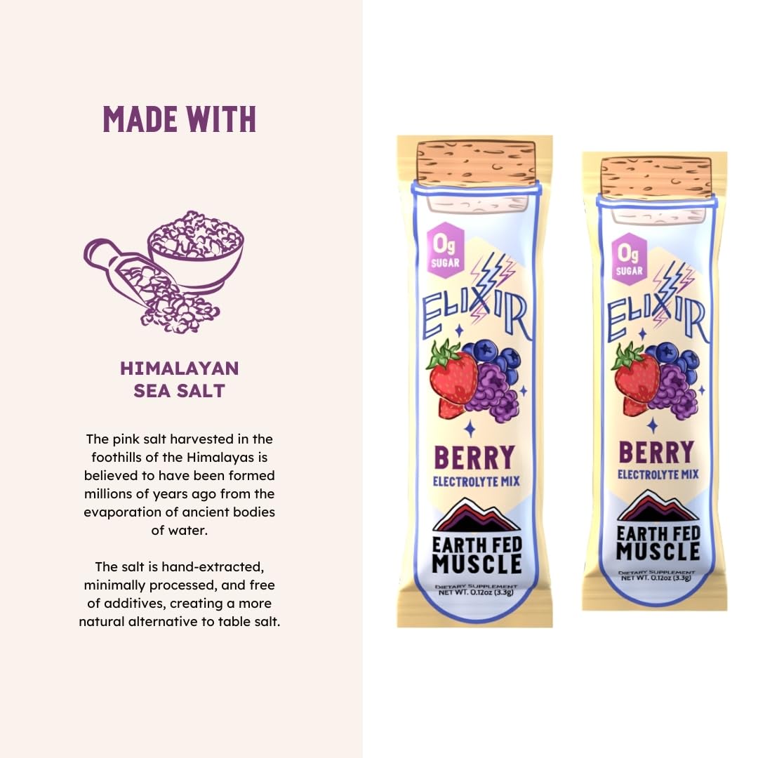 Elixir Berry Electrolyte Packets - Zero Calorie, Sugar-Free, 30 Sticks