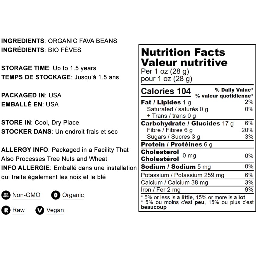 Food to Live Organic Fava Bean Flour, 1.5 Pounds - Non-GMO, Finely Ground, Pure, Raw, Vegan, Bulk. Good Source of Protein & Fibe