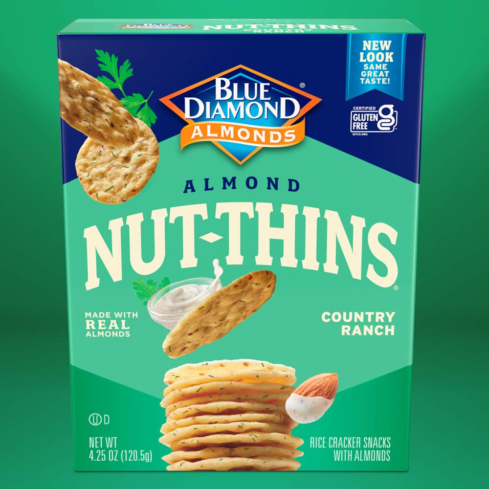 Blue Diamond Almonds Gluten Free Almond Nut-Thins Cracker Crisps, Country Ranch, 4.25 Ounce (Pack Of 12)