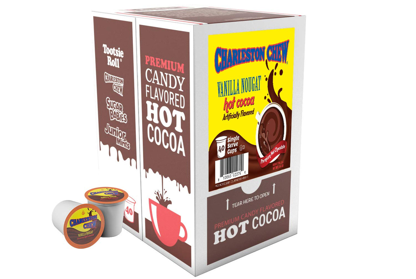 Tootsie Roll Charleston Chew Hot Chocolate Pods, 40 Count, Compatible with 2.0 K-Cup malt-inspired, Vanilla Flavored