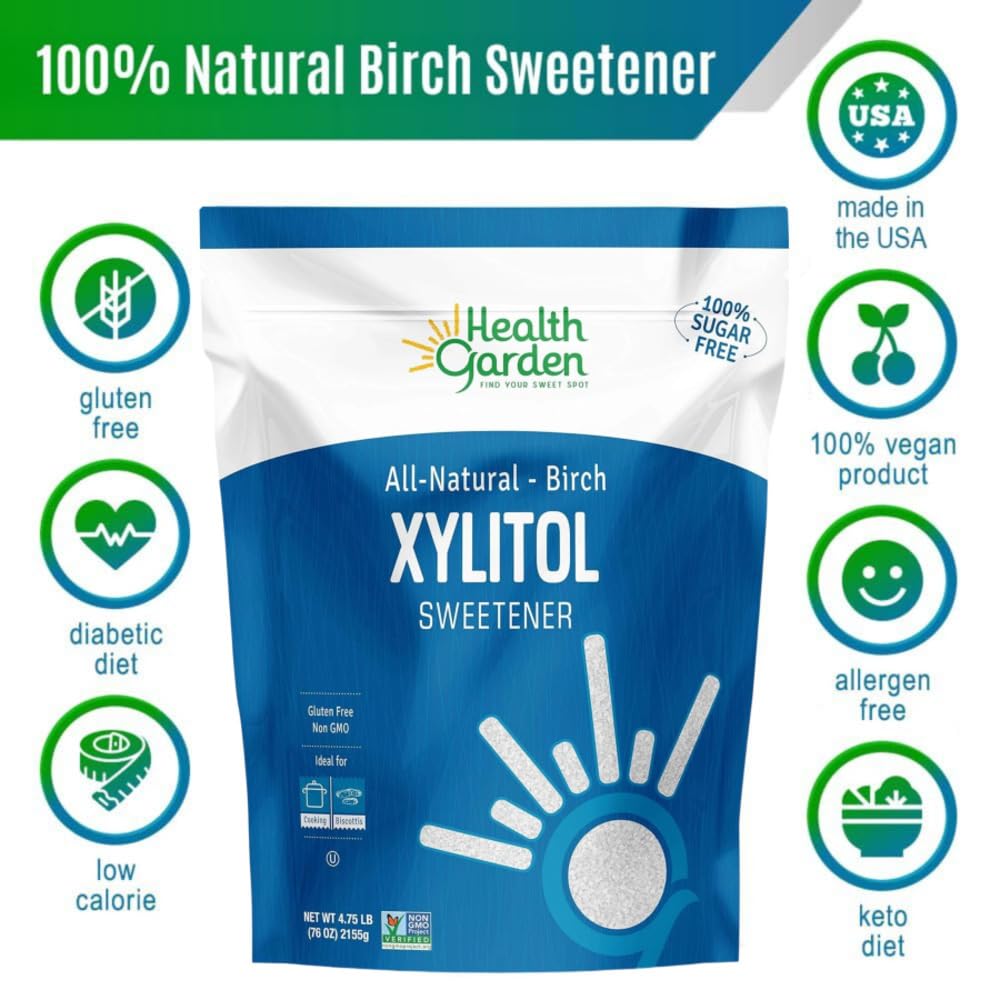 HEALTH GARDEN Birch Xylitol Sweetener - Non-GMO, Keto-Friendly - 4.75 LB