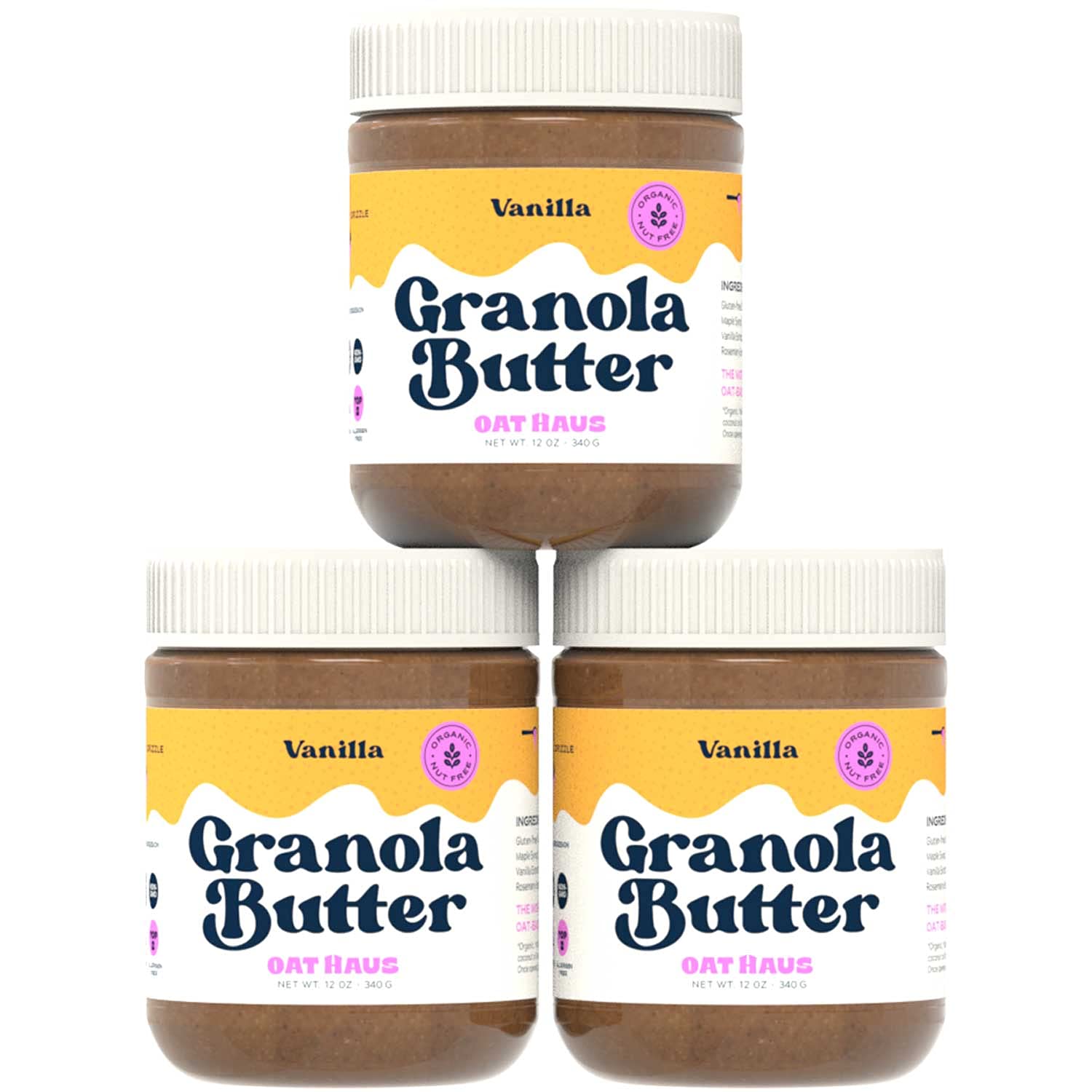 Kween Oat Haus Organic Vanilla Granola Butter | Peanut-Free, Almond (Tree-Nut) Free, & School-Safe (Top 8 Allergen Free) | Sunfl