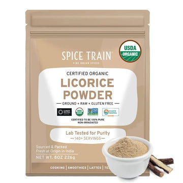 Spice Train, Organic Licorice Root Powder (226G/8Oz) Usda Organic, Non-Gmo, Gluten Free | 100% Raw Mulethi Powder/Licorice Root