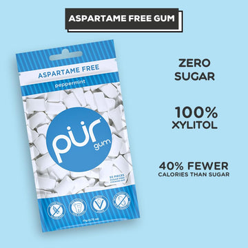 Pur Gum - Peppermint - Aspartame Free - 60 Pieces - 80 G - Case Of 12 80 Grm