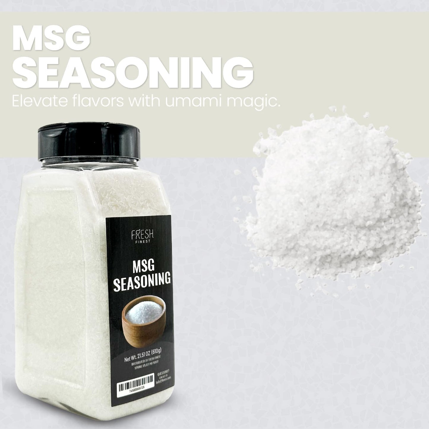 Fresh Finest MSG Seasoning - 21.51oz MSG Powder - Monosodium Glutamate Powder - Pure Flavor Enhancer Powder - Ideal for Cooking,