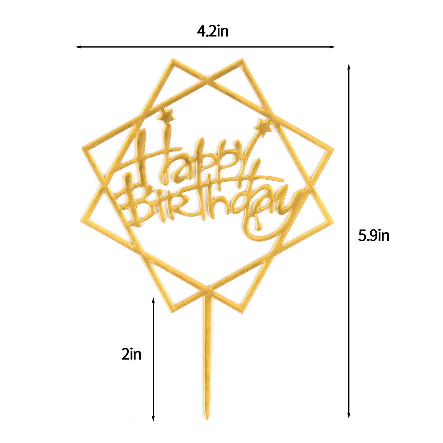 Diyasy 8 Pcs Gold Happy Birthday Cake Toppers,Acrylic Cake Toppers Set Double-Sided Glitter Cake Decoration For Children And Adu