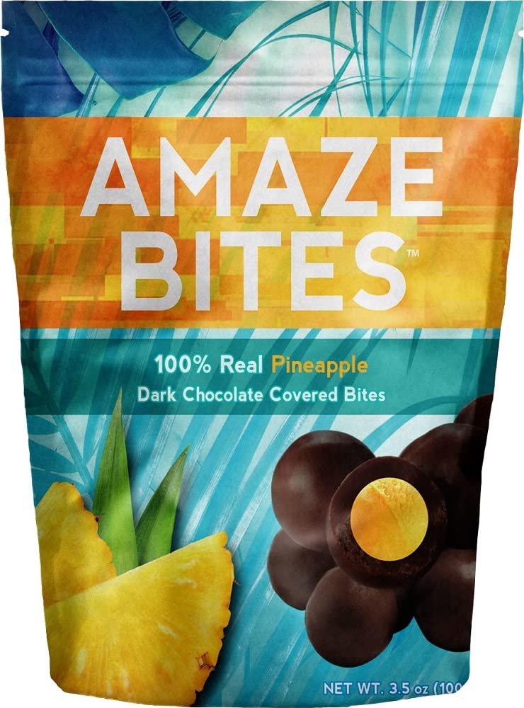 Amaze Bites - Chocolate & Fruit Like Never Before. 100% Real Fruit Covered With Decadent Dark Chocolate (3.5 Oz) (Pineapple)