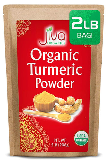 Organic Turmeric Powder by Jiva Organics - 100% Raw with Curcumin - Lab Tested & Reports Available - Raw from India - 2 Pound Ba